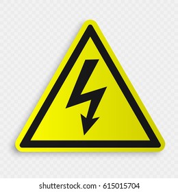 High Voltage Sign. Danger symbol. Black arrow isolated. Warning icon. 