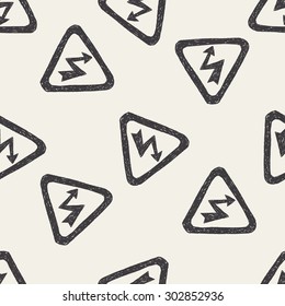High Voltage sign doodle seamless pattern background