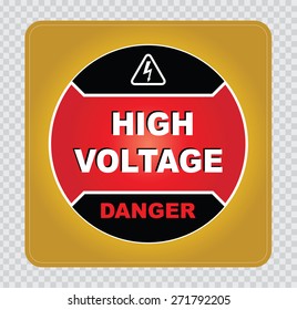 high voltage sign or electrical safety sign with circle gold red black style. easy to modify