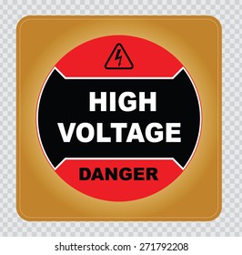 high voltage sign or electrical safety sign with circle gold red black style. easy to modify