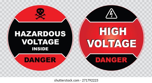 high voltage sign or electrical safety sign (danger hazardous voltage inside, danger high voltage)