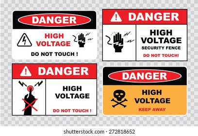 high voltage sign or electrical safety sign (high voltage do not touch, security fence, keep away).
