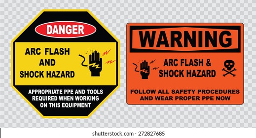 high voltage sign or electrical safety sign (Arc flash and shock hazard, appropriate ppe and tools required, follow all safety procedures, wear proper ppe now).