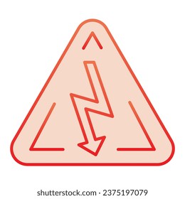 High voltage sign flat icon. Danger electricity red icons in trendy flat style. Triangle hazard symbol with lightning gradient style design, designed for web and app. Eps 10