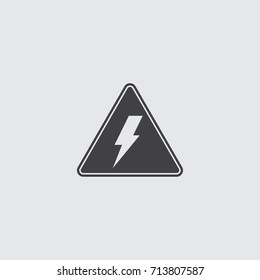 High voltage sign icon in a flat design in black color. Vector illustration eps10