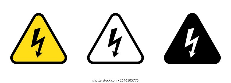Hochspannungszeichen Blitzwarnzeichen. Symbol für elektrische Gefahren.