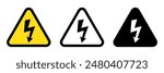 High voltage sign with lightning and High voltage icon.  Alert, hazard and danger, caution electrical icon