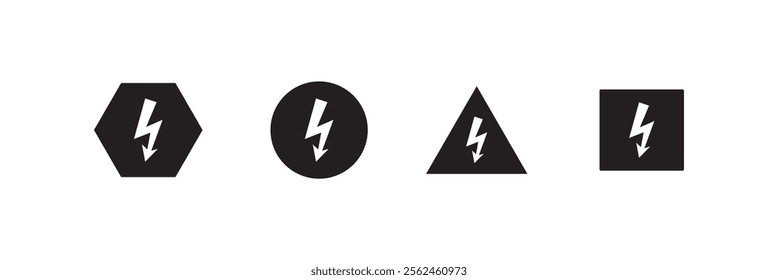 High voltage sign with lightning and High voltage icon. Alert, hazard and danger, caution electrical icon