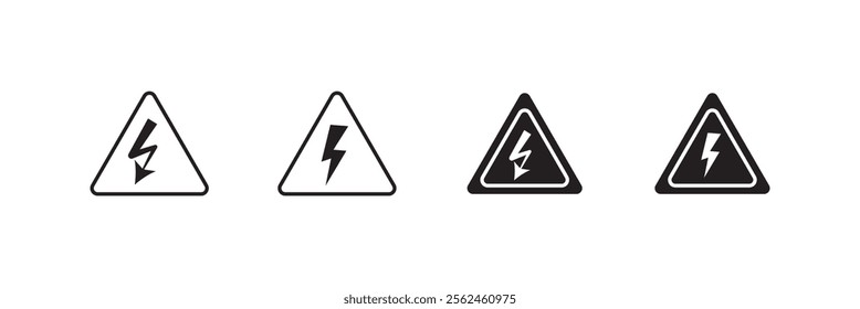 High voltage sign with lightning and High voltage icon. Alert, hazard and danger, caution electrical icon