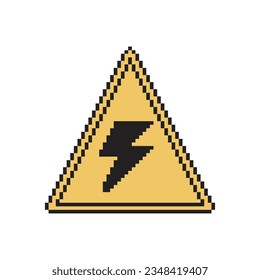 High voltage sign, pixel art signboard