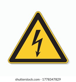 High Voltage Sign. Safety signs, warning Sign or Danger symbol BGV warning Black arrow danger high voltage on white background. Vector illustration. Eps 10 vector file.