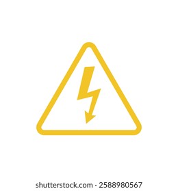 High voltage sign set. Caution and danger sign on yellow background vector illustration.