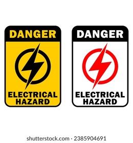 High voltage sign set, danger of electricity icons. High voltage icon, danger vector symbol isolated on white background, web button.