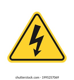 High voltage sign. Triangle danger and warning icon vector.