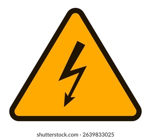 High voltage sign warning of electrical hazards, featuring a black lightning bolt symbol within a yellow triangle, highlighting risks of electric shock