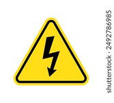 High voltage sign. Warning electricity symbol. Triangle with lightning sign.