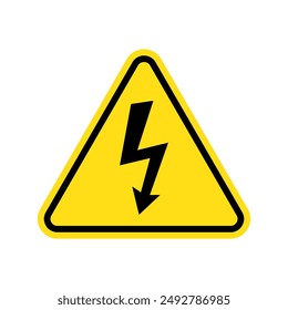 High voltage sign. Warning electricity symbol. Triangle with lightning sign.