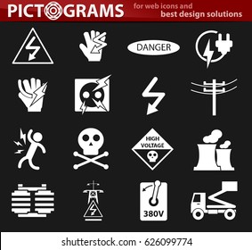 High voltage simply icons for web and user interfaces