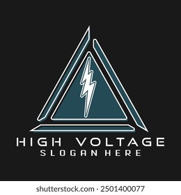 High voltage or surge logo with thunderbolt element creative design