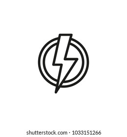 High voltage symbol in circle line icon