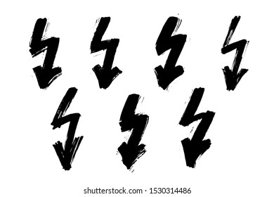 High voltage symbol. Lightning bolt. Hand drawn grunge texture icon. Vector illustration.