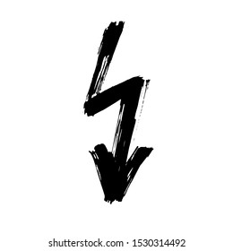 High voltage symbol. Lightning bolt. Hand drawn grunge texture icon. Vector illustration.