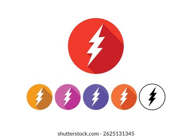 High Voltage Thunder Icons Pack, flat thunderbolt icon, lightning power icon, high voltage icon design