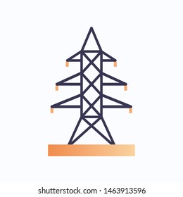 high voltage tower electric pillar icon electrical energy concept flat white background