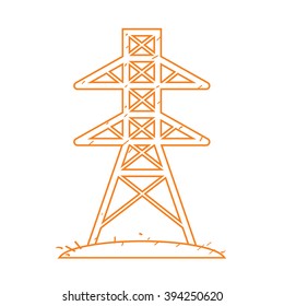 High voltage tower icon outline drawing.