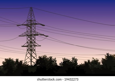 High voltage tower on a background of the sky