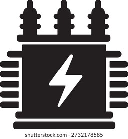 High voltage transformer icon with lightning bolt symbol
