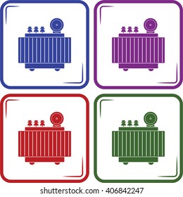 High voltage transformer vector icon.