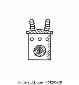 High voltage transformer vector sketch icon isolated on background. Hand drawn High voltage transformer icon. High voltage transformer sketch icon for infographic, website or app.