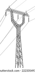 High voltage transmission systems. Electric pole. Power lines. A network of interconnected electrical. Vector design illustration