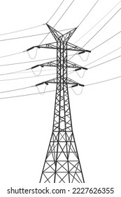 High voltage transmission systems. Electric pole. Power lines. A network of interconnected electrical. Vector design illustration