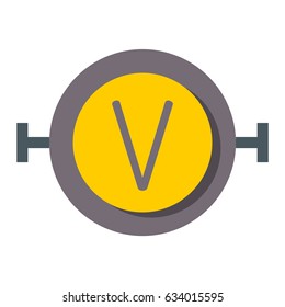High voltage vector icon on rounded square button attention caution safety electrical sign.