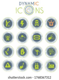 high voltage vector icons on white background with dynamic lines for animation for web and user interface design