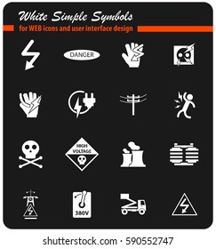 high voltage vector icons for user interface design
