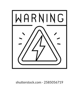 high voltage warning electric grid line icon vector. high voltage warning electric grid sign. isolated contour symbol black illustration