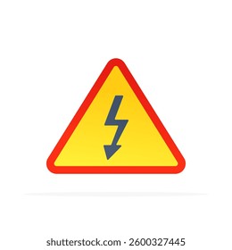 high voltage warning icon, colored flat vector. modern and minimalist design