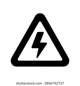 High Voltage Warning Icon Containing electricity danger, power risk, hazard, and safety sign. Solid icon