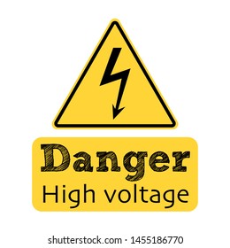 High Voltage Warning Icon. Electrocution Danger Vector Illustration Logo Template.