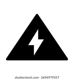 Icono de advertencia de alto voltaje con perno de relámpago en triángulo negro para señalización de peligro eléctrico