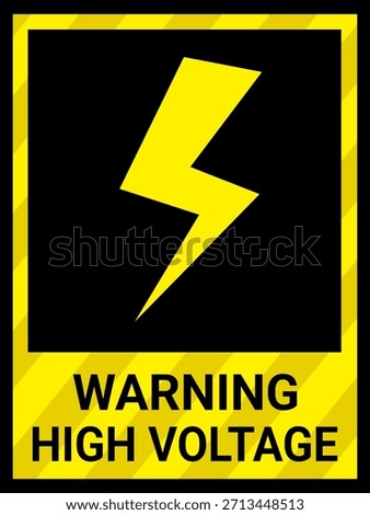 High voltage warning sign with bold lightning icon. ideal for safety signage in industrial, electrical, or construction environments.