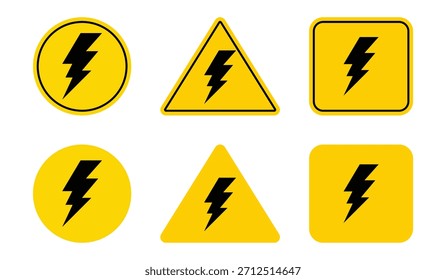 Señal de advertencia de alto voltaje, símbolo de peligro eléctrico. Vector de señal eléctrica.