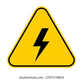 High Voltage Warning Sign. Electrical Hazard And Electric Shock Danger Symbol. For Industrial Workplace Construction And Maintenance Safety Signage
