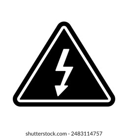 Hochspannungs-Warnschild-Symbol, Silhouetten-Vektorgrafik isoliert auf weißem Hintergrund. Einfaches und modernes Design
