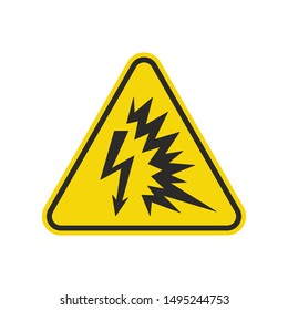 High Voltage Warning Sign Isolated On White Background. Electrocution Hazard Symbol Simple, Flat, Vector, Icon You Can Use Your Website Design, Mobile App Or Industrial Design. Vector Illustration