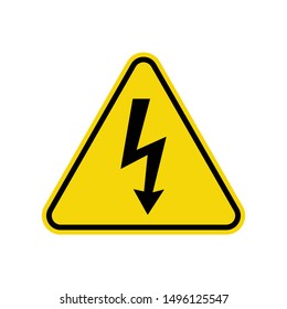 High Voltage Warning Sign Isolated On White Background. Electrocution Hazard Symbol Simple, Flat, Vector, Icon You Can Use Your Website Design, Mobile App Or Industrial Design. Vector Illustration