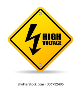 High voltage warning sign isolated on white background